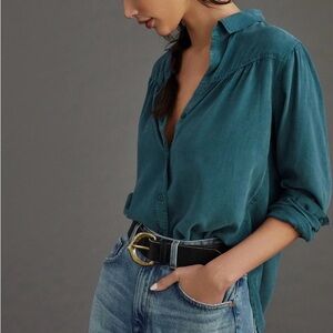 Anthropologie (Cloth & Stone) Deep Teal Button-Down Shirt